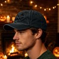 thumbnail image 5 of SYMOID Dad Hat Embroidered Hall-oween Pumpkin Face, Washed Cotton Adjustable Baseball Cap for Men Women Black Hats,Size Free Size, 5 of 6
