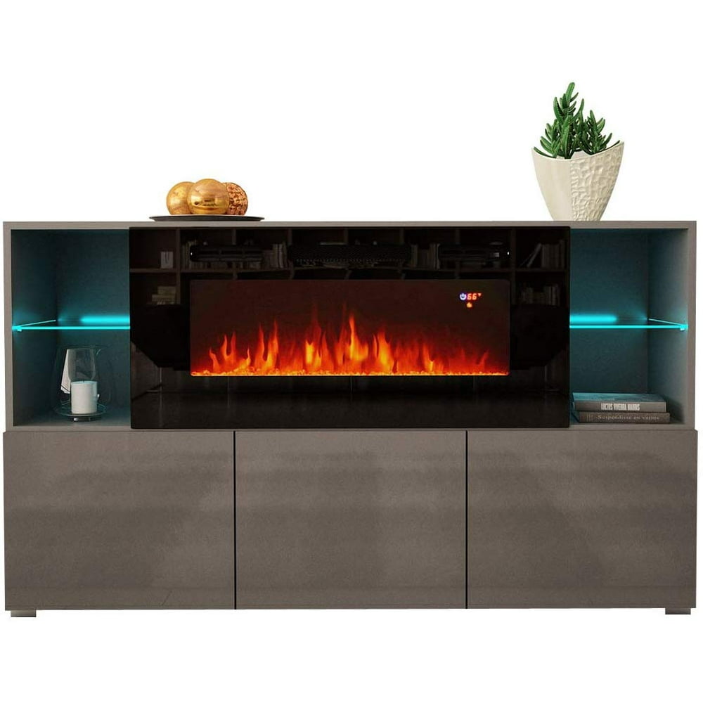 Komi 03 Electric Fireplace Modern 63" Sideboard