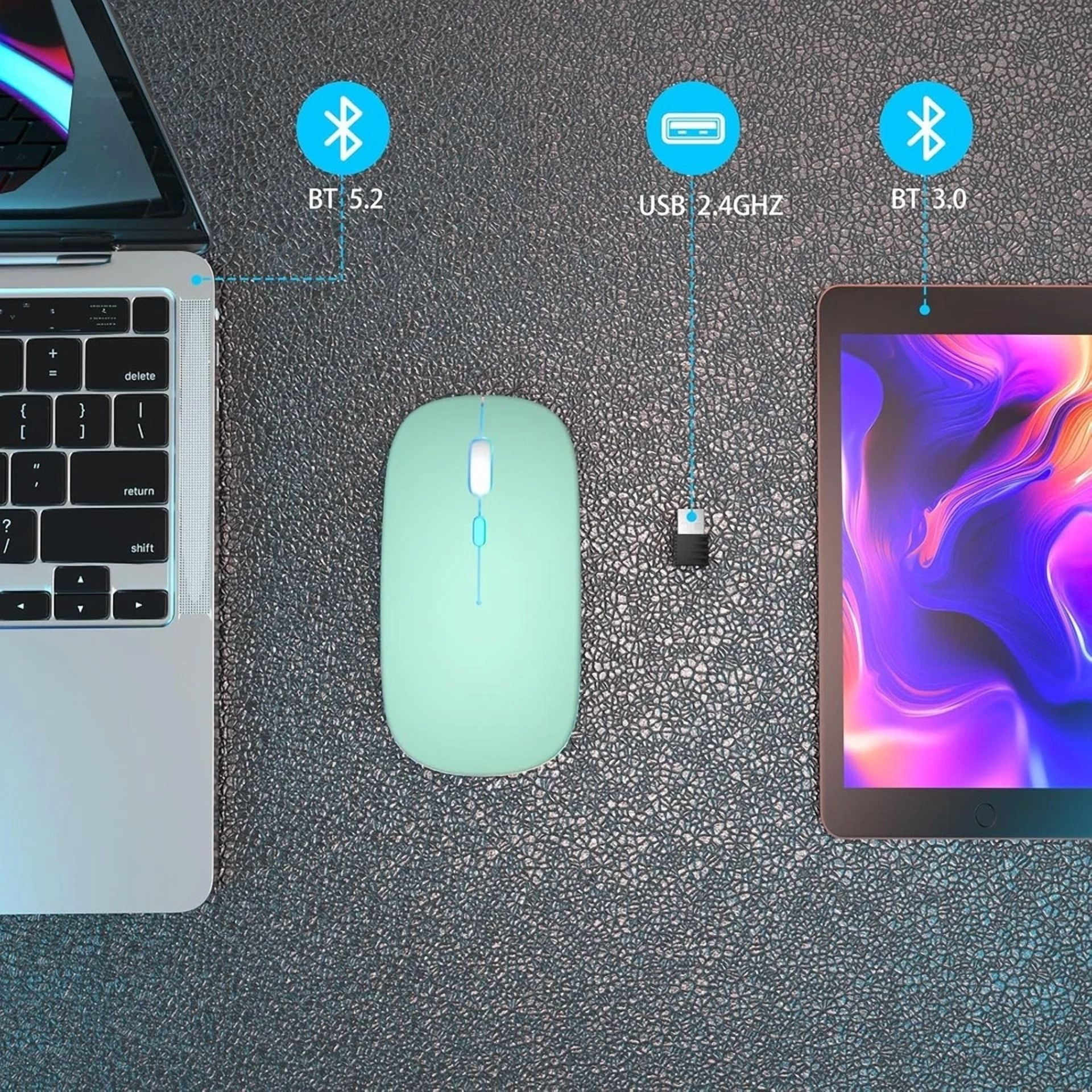 CIRCLE- Wireless Bluetooth Mouse - Rechargeable Laptop Mice - With Led Green