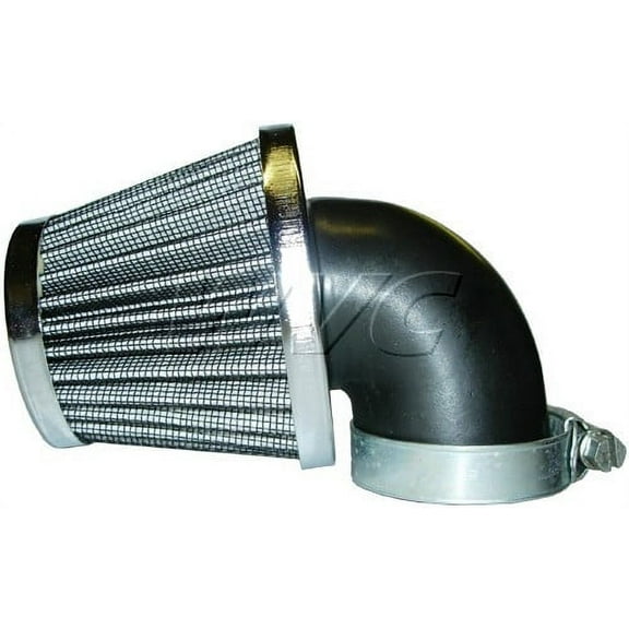 Air Filter - 35mm, 90 Degree Angle, Cone - (Chrome) - Scooters, ATVs, Motorcycles