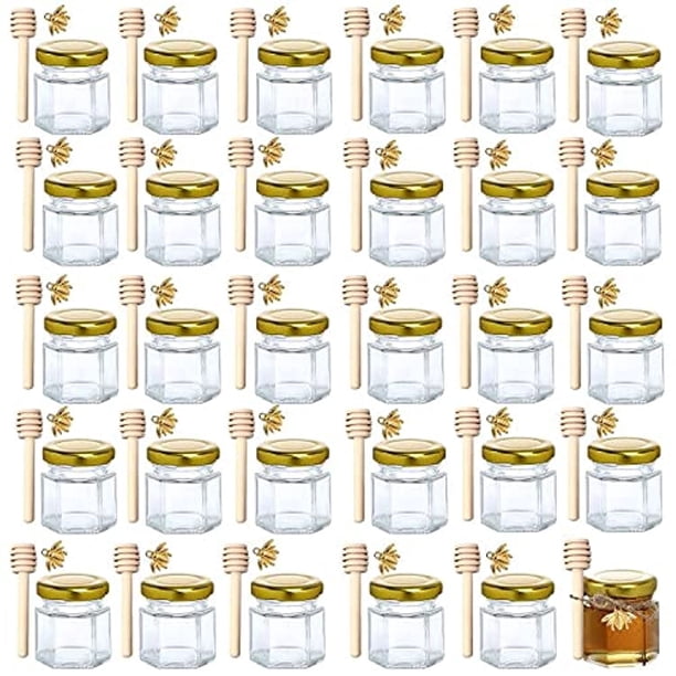 Mini tarros de miel de vidrio XING-RUIYANG, 45 ml, paquete de 30 con cazo