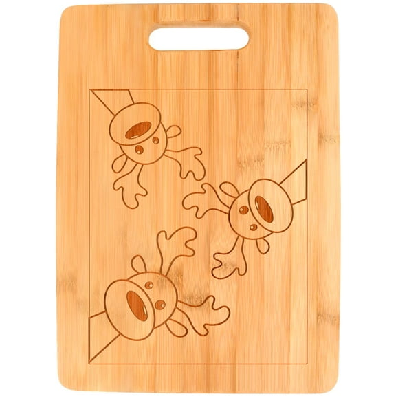 ThisWear Christmas Themed Party Decorations Cute Holiday Reindeer Theme Big Rectangle Bamboo Cutting Board