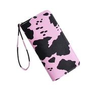 Aellinatey Stylish Cow Print Handheld Wallet PU Card Holder Purse for Fashionable Women