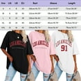 thumbnail image 3 of OSOLU Women Fashion O-Neck Short Sleeve Letter Printed T-Shirt Tshirts Tee Tops Cozy Dailywear, 3 of 4