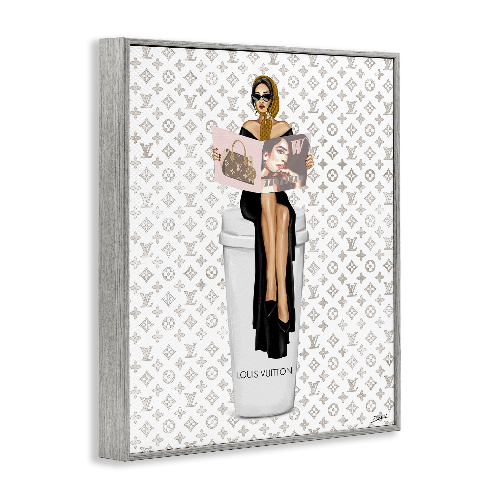 Stupell Industries High Fashion Woman Beauty & Fashion Painting Gray Framed Art Print Wall Art, 24 x 30