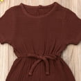 thumbnail image 4 of Diconna Infant Baby Romper Solid Color Short Sleeve Elastic Waist Jumpsuit, 4 of 6