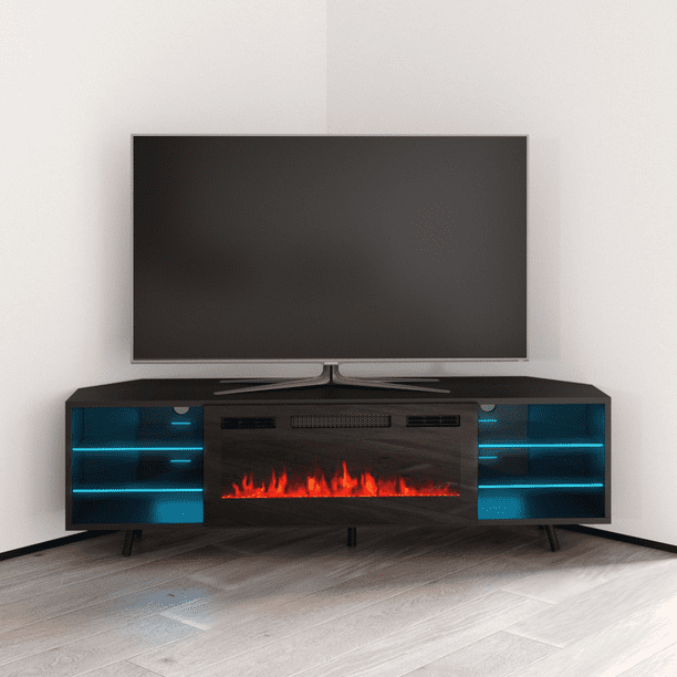 Austin BLEF Corner Fireplace TV Stand for TVs up to 70", Modern High