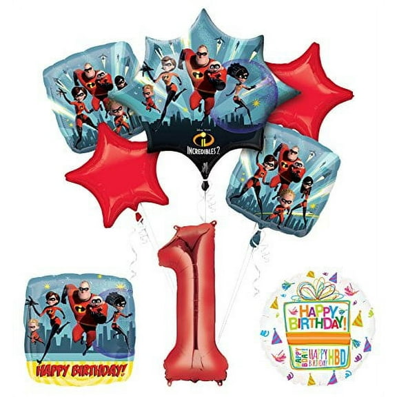 Incredibles 2 party supplies 1st Birthday Balloon Bouquet Decorations