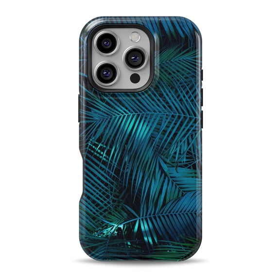 DesignSkinz Scratch-Resistant Hard Slim Case Compatible with iPhone 15 (Compatible with MagSafe) - Dark Blue and Green Tropical