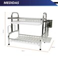 thumbnail image 3 of Escurridor De Platos De 2 Niveles Trastes Cocina 42 Cm Acero Inoxidable, 3 of 9