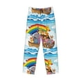 thumbnail image 6 of Uemuo Rainbow Animals on Noah's Ark Pattern Men's Wide Leg Palazzo Lounge Pants with Pockets Light Weight Loose Comfy Casual Pajama Pants-Medium, 6 of 9