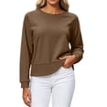 thumbnail image 7 of BRGZLK Crewneck Sweatshirt for Women Stylish Raglan Sleeve Crop Tops Soft Lightweight Casual Pullover Top 2026 Fall Clothes Coffee M, 7 of 7