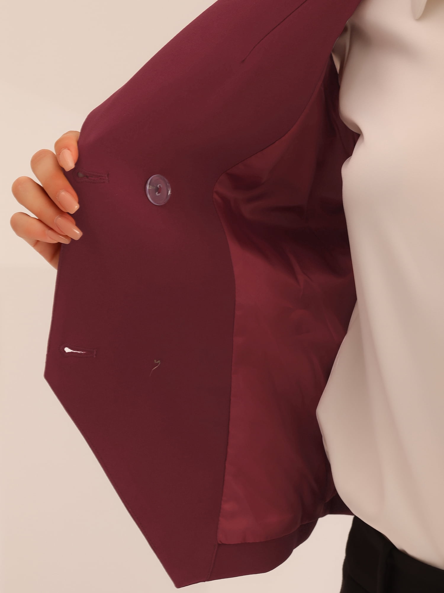 DARING DIVA Women's Waistcoat Double Breasted Shawl Lapel Suit Vest XS Burgundy
