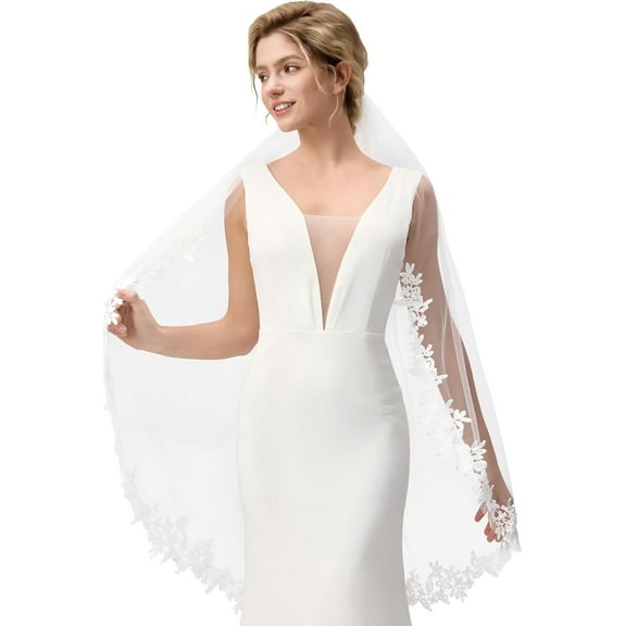 Bridal Veil, 1 Tier Lace Wedding Veil, With Metal Comb Veils for Women Wedding