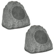 Theater Solutions 2R8G Paire de haut-parleurs de terrasse en granit imperméable pour jardin extérieur 20,3 cm Gris granit