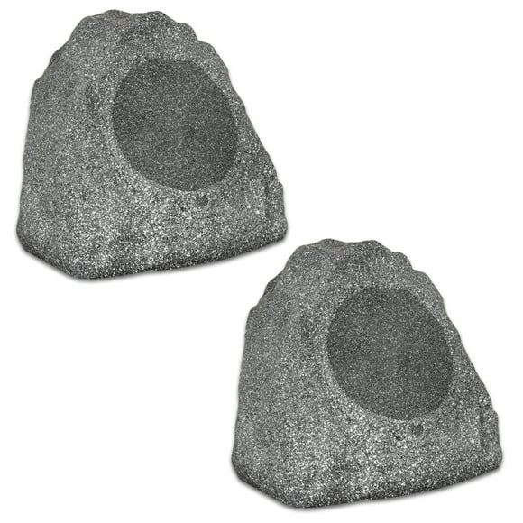 Theater Solutions Full Range Outdoor Granite Rock 2 Speaker Set with 8" Woofers