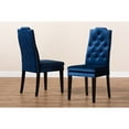 thumbnail image 6 of Baxton Studio Dylin Modern and Contemporary Navy Blue Velvet Fabric Upholstered Button Tufted Wood Dining Chair Set of 2, 6 of 7