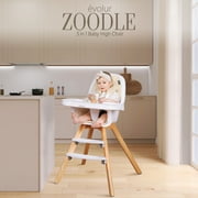 Evolur Zoodle 2 in 1 Baby High Chair in Light Grey, Easy to Clean, Adjustable and Removable Tray, Compact and Portable Convertible High Chair for Babies and Toddlers Light Gray