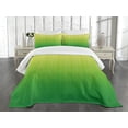 thumbnail image 3 of Ambesonne Lime Green Quilted Bedspread Set 3 Pcs, Striped Futuristic, King Size, Pale Green, 3 of 5