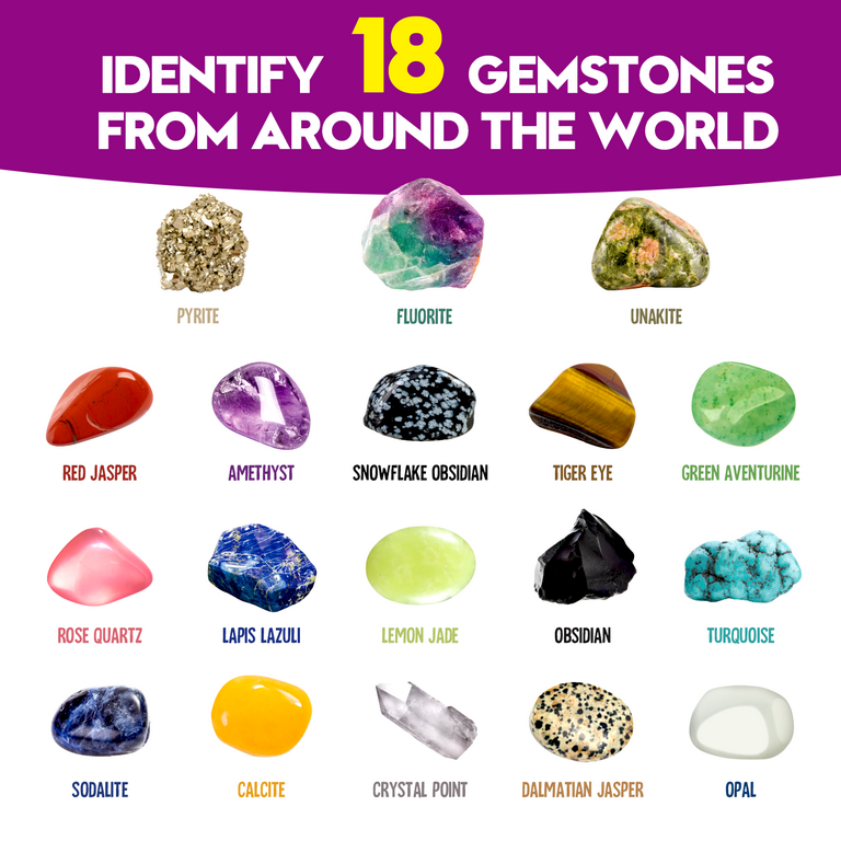 Eduman Jumbo Gems Dig Kit Discover 18 Real Gems and Crystals Science Toys for Child Age 6