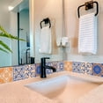 thumbnail image 4 of Mi Alma Floral Blue Orange Tile Stickers - Removable Vinyl 4x4, 24 pcs, 4 of 11