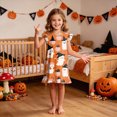 thumbnail image 2 of NOLDARES Girls Nightgowns Kids Pajamas Dress Flutter Sleeve, Halloween Ghost Print,Soft, Nightdress,Sleepwear,Knee Length(N203-Orange), 2 of 7