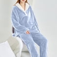 thumbnail image 7 of cfhntfmh Two Piece Sets for Women Sweatsuit Wide Leg Jogger Sets with Pockets Long Sleeve Lapel V Neck Sweatshirt Fall Tracksuit（Blue,Large), 7 of 7