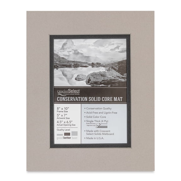 Crescent Select Conservation Solids Pre-Cut Double Mat - Gray/Dark Gray, 4 ply, 8" x 10"