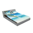 thumbnail image 2 of Ambesonne Ocean Fitted Sheet & Pillow Sham Set, Exotic Beach Shoreline, Queen, Green Blue White, 2 of 2
