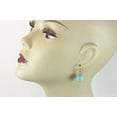 thumbnail image 3 of 14k Yellow Gold Amazonite Earrings Blue Round Simple Drops Goldtone Beaded Accents Designed for Adult Women, 3 of 5