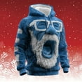 thumbnail image 5 of Men's Christmas Flannel Hooded Sweatshirt Winter Warm Lined Pullover Casual Streetwear Top With Front Pocket Blue S, 5 of 5