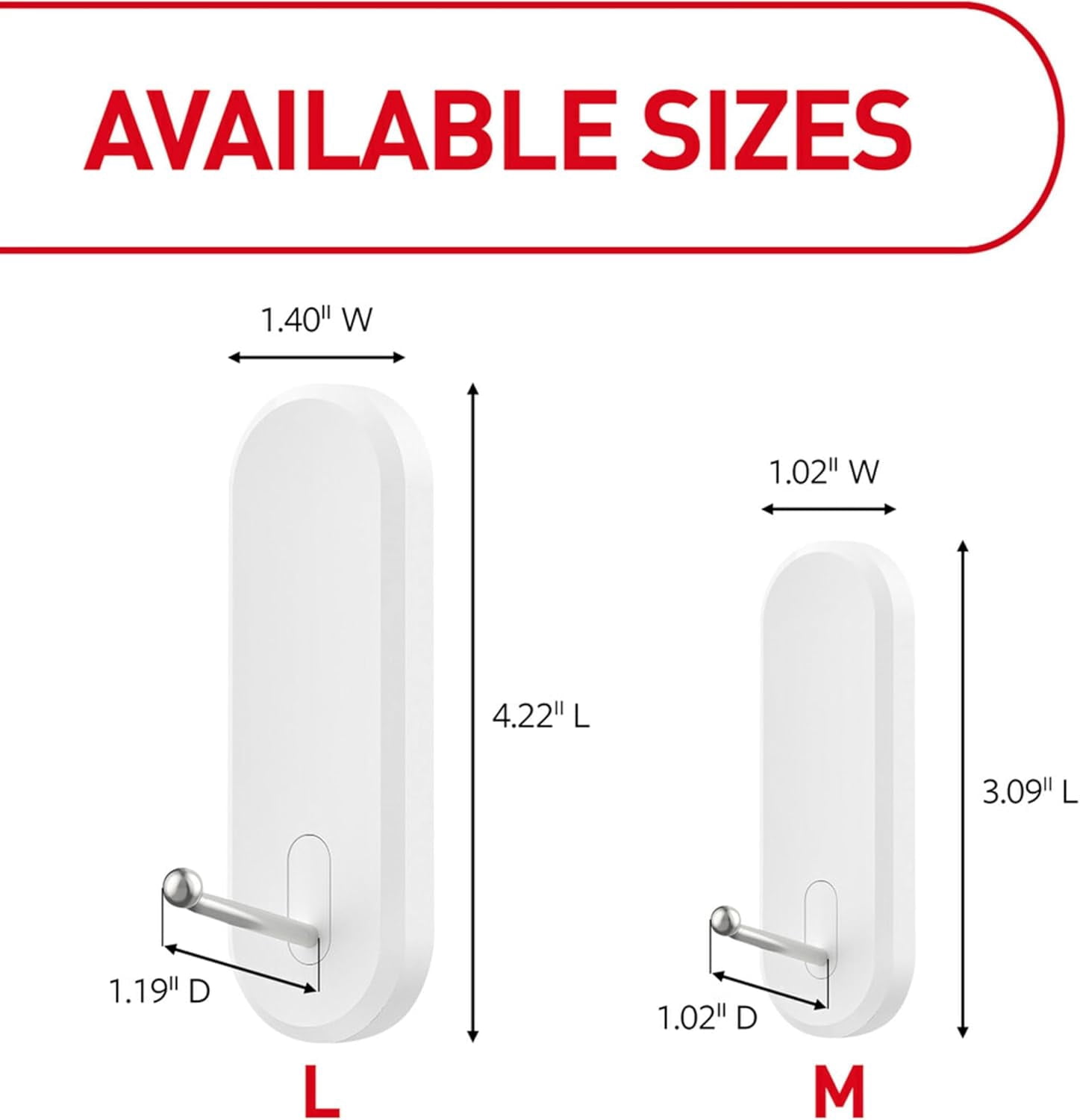 JJEAN-Medium Wire Hooks Value Pack, White, 7-Hooks, 12-Strips, Organize Damage-Free
