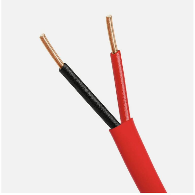 Fire Alarm Cable Wire 14 AWG 2/C Solid 100% Copper Unshielded FPLP Plenum  NYC Approved 150 Degree Rated 1000 Ft Red 