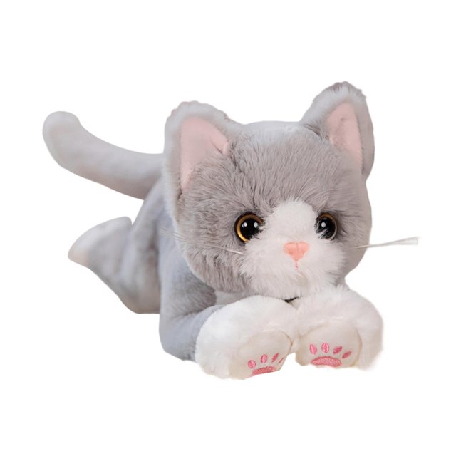STARTIST - Peluche de gato, gatito, animal de peluche, decoración cómoda para habitación de niños, juguete de peluche de gato de dibujos animados para niños, adultos, regalos de cumpleaños, gris