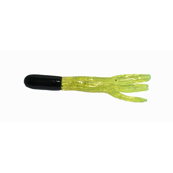Big Bite Baits 1 1/2 inch Crappie Tube (Black/Chartreuse Sparkle, 100 pack)