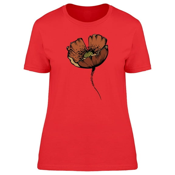 Red Poppy Flower In Cool Art Tee Women's -Image by Shutterstock