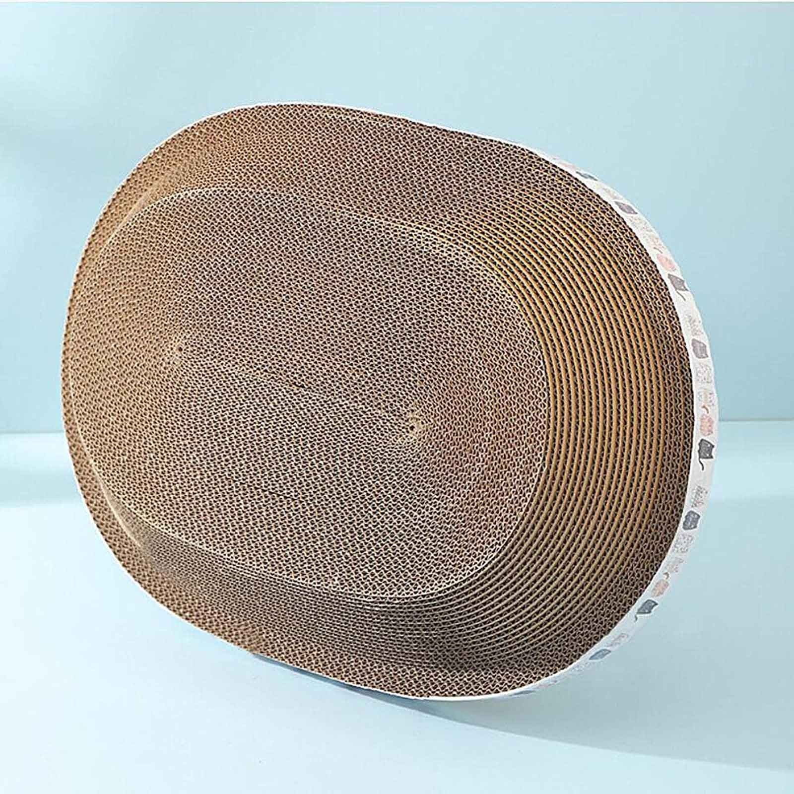 Qholemyo Ellipse Corrugated Paper Cat Scratcher Interactive Cat Toys Pet Scratching Tray For Indoor Cats