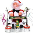 thumbnail image 1 of Adorno de muñeco de Papá Noel con música eléctrica navideña, adorno para tocar Piano, saxofón, guitarra, tambor, regalo de Navidad para niños de Año Nuevo, 1 of 5