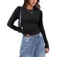 thumbnail image 6 of Zeagoo Womens Long Sleeve Top Stretch Crewneck Ribbed T-Shirt Fitted Basic Tops Business Casual Outfits, 6 of 6