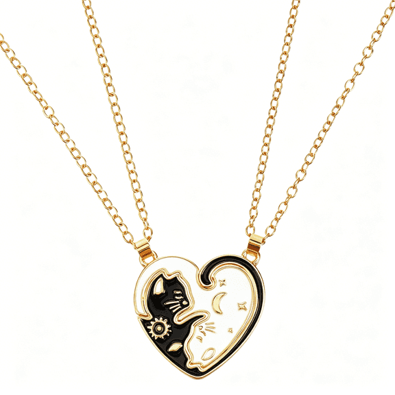 DESIGNICE Cat Friendship Necklaces Cat Yin Yang Matching Necklaces for Couples Best Friend Necklace Cats Necklace
