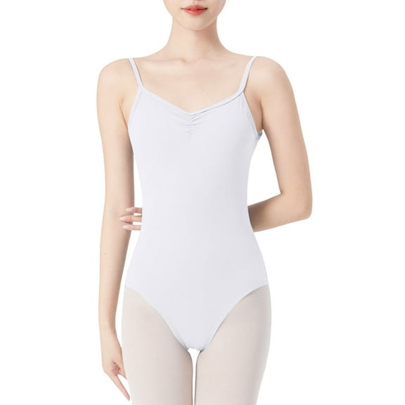 QHFBli Ballet Leotards for Women, Backless Camisole Bodysuit With Adjustable Straps, Full Lining Dancewear