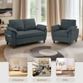 thumbnail image 2 of Soscana Modern Loveseat and Accent Chair 2 Piece Set, Small Couch Sofa Set with Wide Arms & Side Pockets, Comfy 2 Seater Sofa and 1 Seater Armchair Set for Apartment Living Room Office Studio, 2 of 7
