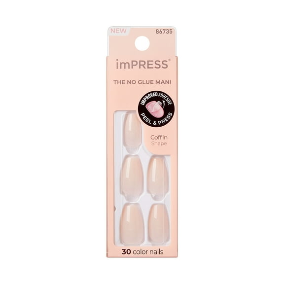 imPRESS Color Press-On Nails, No Glue Needed, Light Pink, Medium Coffin, 33 Ct.