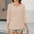 thumbnail image 3 of Oplxuo Women's 3/4 Length Sleeve Tops Square V Notched Neck Shirts Casual Summer Blouses, 3 of 4