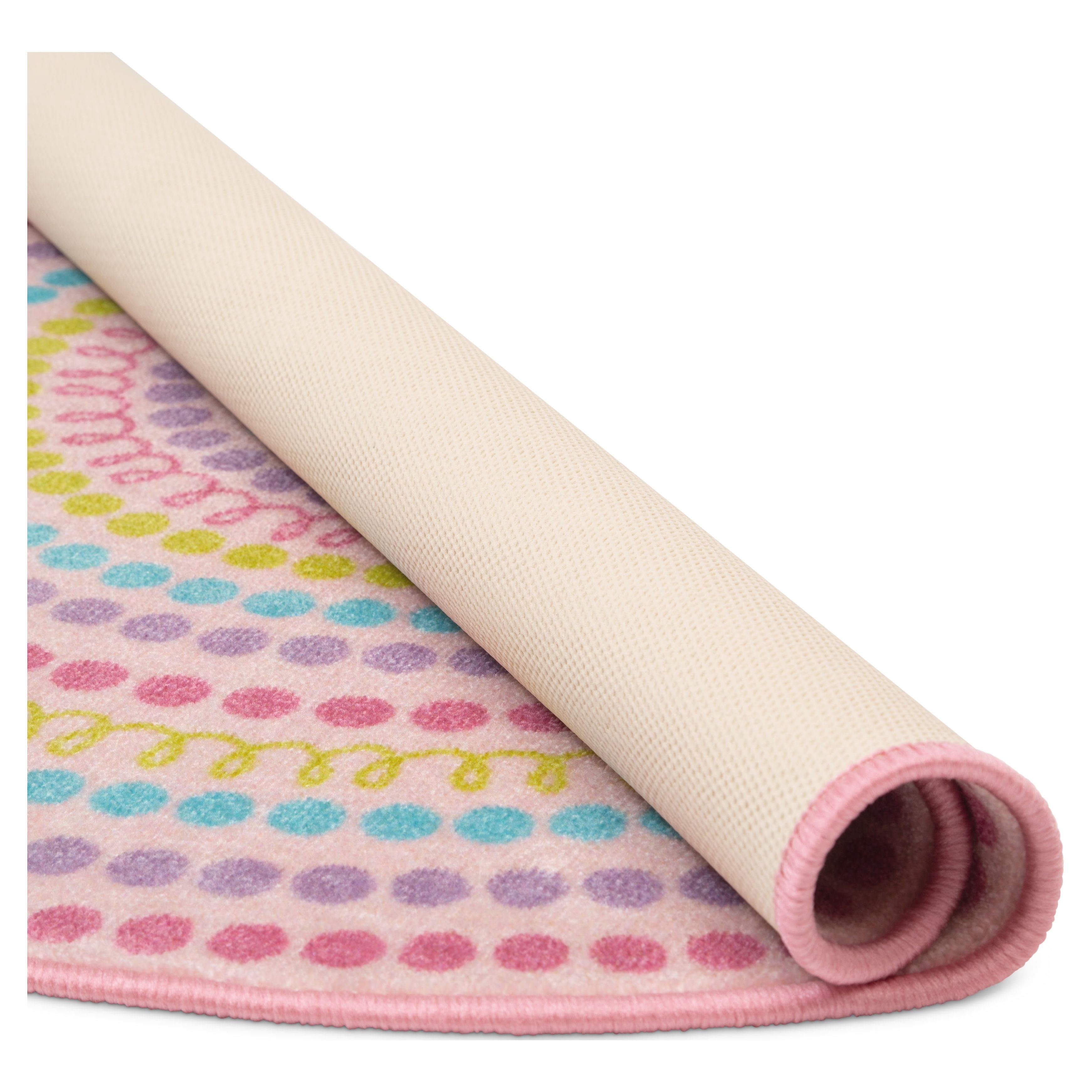 Delta Children Kids Rainbow Dot Round Area Rug, 39-Inch, Pink