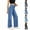Blue, variant on SETOOFF Women Wide Elastic Pull On High Waist Wide Leg Denim Jeans Stretch Loose Fit Trousers with Front Pockets Casual Street Daily Lounge Travel Wear