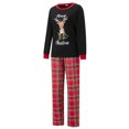 thumbnail image 3 of Christmas Family Pajamas Matching Set Letter Elk Print Long Sleeve Top Plaid Pant Sleepwear Set, 3 of 10