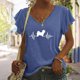 thumbnail image 2 of Camiseta informal para mujer, blusa estampada con volantes, manga corta, cuello en V, Tops Fridja  ghk6975, 2 of 8
