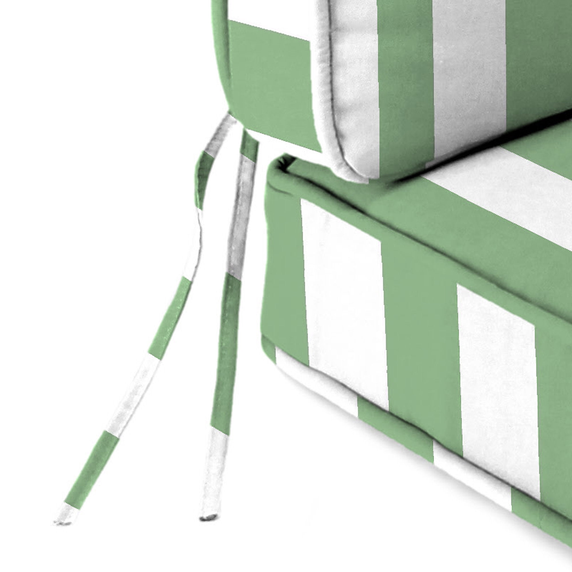 Jordan Manufacturing 45" x 22" Awning Cucumber Green Stripe Rectangular Outdoor Deep Seating Chair Seat and Back Cushion with Ties and Welt