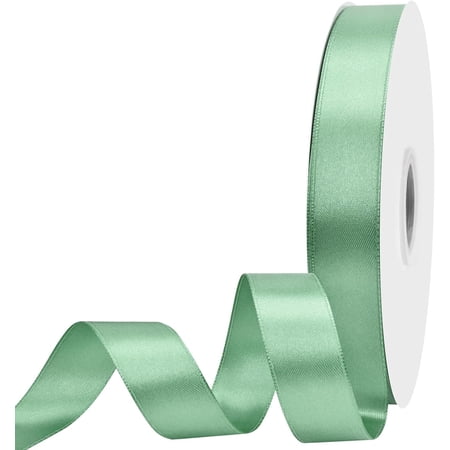 7/8 inch Wide 100 Yards Double Face Sage Green Satin Ribbon Fabric Ribbon for Gift Wrapping Very Suitable for Weddings Decoration Bouquet Balloons Arts Craft Sewing Hair Bow Invitation